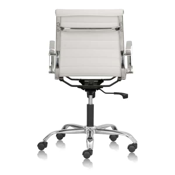 MEDLEY WHITE- Mid Back Chair with White leatherette and Aluminium Die Cast Arms - TRANSTEEL