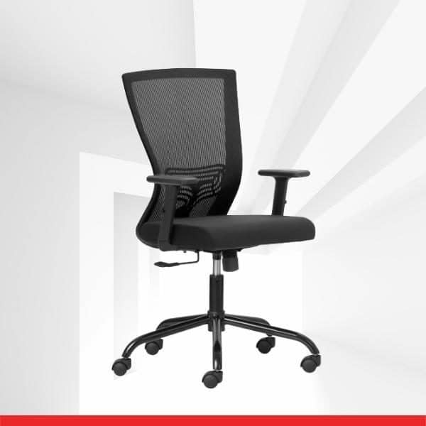 REFLEX-BLACK-Mid Back Ergonomic Office Chair With Mesh Back And Adjustable Arms-TRANSTEEL