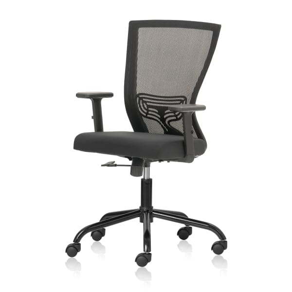 REFLEX-BLACK-Mid Back Ergonomic Office Chair with Mesh Back and Adjustable Arms-TRANSTEEL