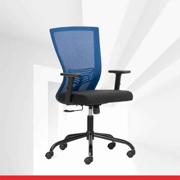 REFLEX-BLUE-Mid Back Ergonomic Office Chair With Mesh Back and Adjustable Arms-TRANSTEEL