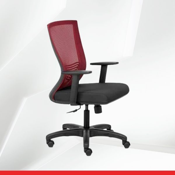 Reflex – Mid Back Ergonomic Office Chair with Mesh Back and Adjustable Arms-Maroon-TRANSTEEL
