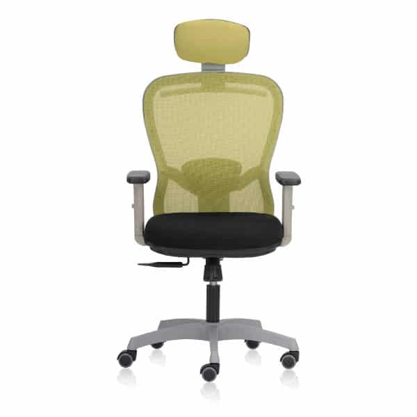 SMART-Grey- High Back Mesh Ergonomic Chair with Adjustable Arms _ Head Rest - TRANSTEEL