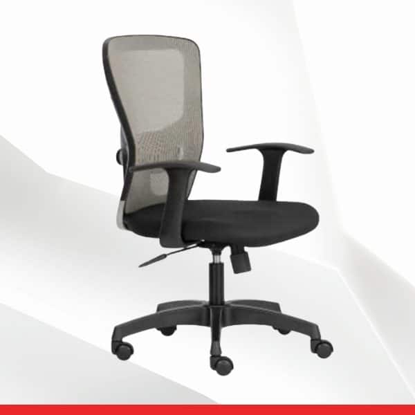 FLUID LITE - Mid Back Ergonomic Chair with Mesh Back & Fixed Arms - Grey-TRANSTEEL