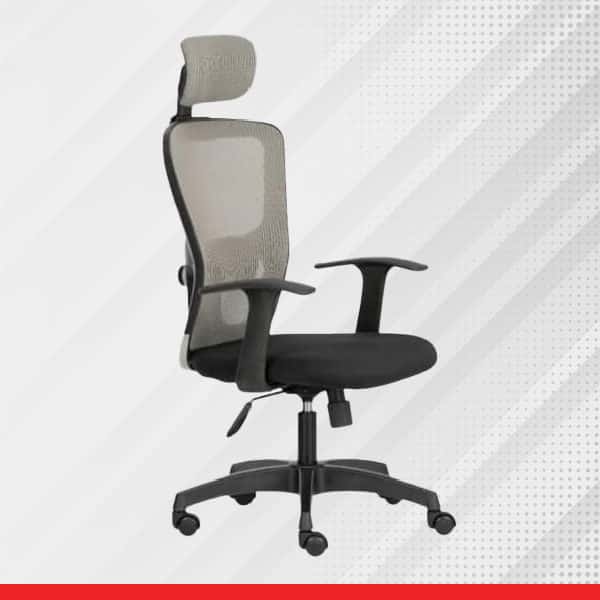 FLUID LITE – High Back Ergonomic Chair with Mesh Back & Fixed Arms – Grey