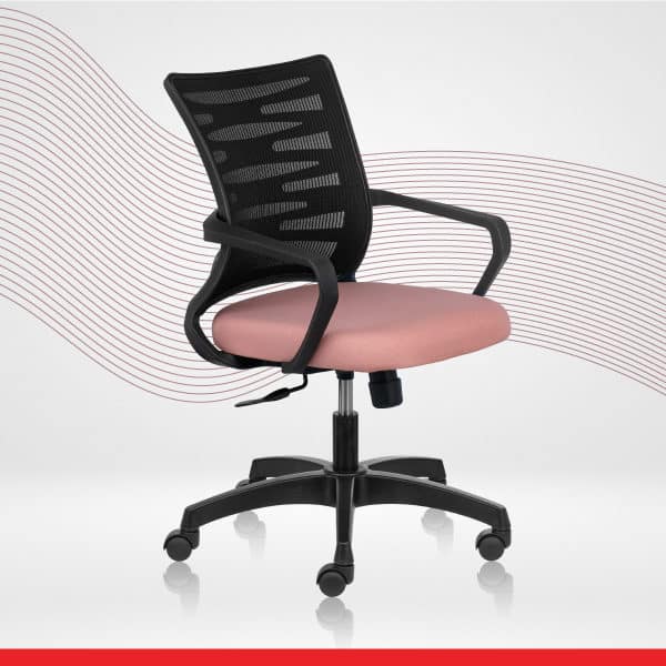 ELEMENT-Mid Back Ergonomic Chair with Mesh Back & Fixed Arms - Champagne Colour-Transteel (1)