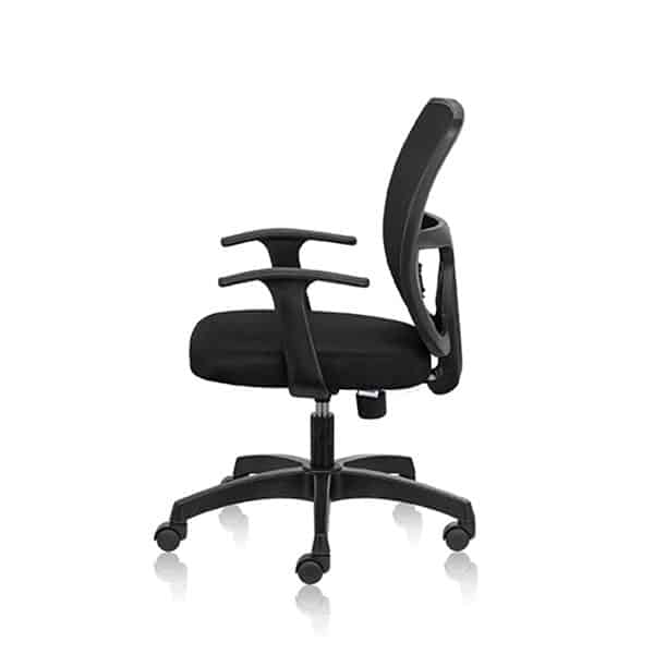JUNO - Mid Back Chair with Fabric Seat With Arms - Black Colour-Transteel