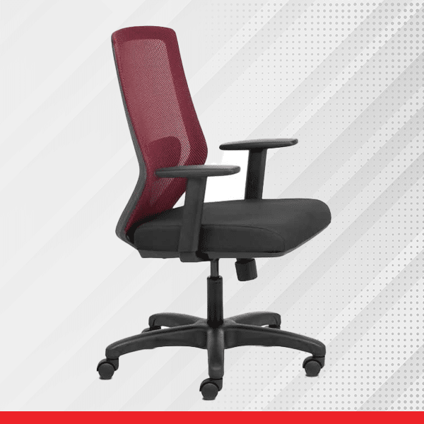 EURO Mid Back Ergonomic Chair With 1D Adjustable Arms - Maroon