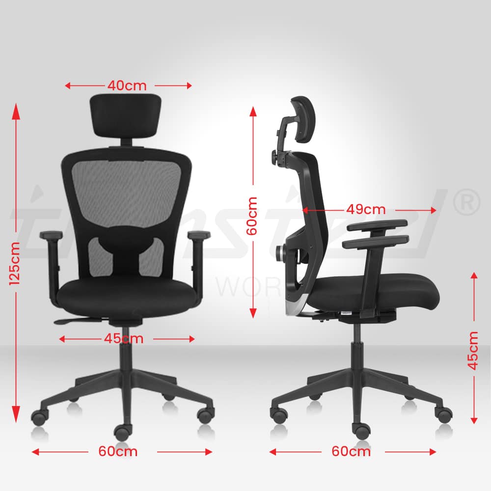 FLUID BASICS Mid Back Ergonomic Office Chair with Mesh Back & 1D Arms