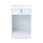 ELEMENT Pedestal in white with single drawer open shelf & Bevel edge finished top - TRANSTEEL