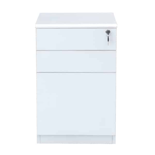 Slim Pedestal with three drawers in full white - TRANSTEEL