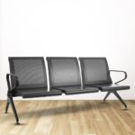 AERO 3-Three Seater Metal Black Powder Coated Waiting Chair With Handle