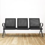 AERO 3-Three Seater Metal Black Powder Coated Waiting Chair With Handle