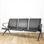 AERO 3-Three Seater Metal Black Powder Coated Waiting Chair With Handle