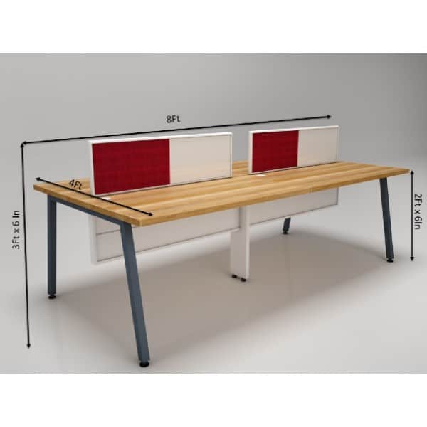 Alchemy Office Workstation for four persons with Pinboard , writing board and 4 X 2 table size per person