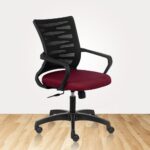 ELEMENT Mid Back Ergonomic Office Chair with Mesh Back & Fixed Arms – Maroon