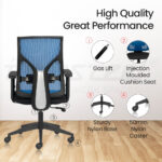 BIONIC Mid Back Ergonomic Office Chair with Mesh Back & 1D Arms – Blue