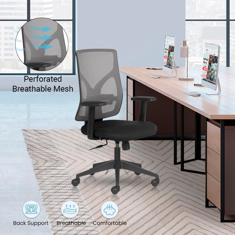 BIONIC Mid Back Ergonomic Office Chair with Mesh Back & 1D Arms