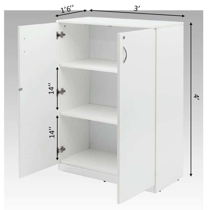 Oslo White storage with Shutter . Size :3 Feet (L) X 1 Feet 6 Inches ( Depth) X 4 Feet ( Height )