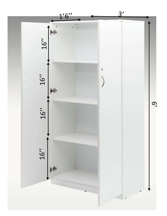 Oslo White Cupboard Size : 3 Feet (L) X 1 Feet 6 Inches ( Depth) X 6 Feet ( Height )