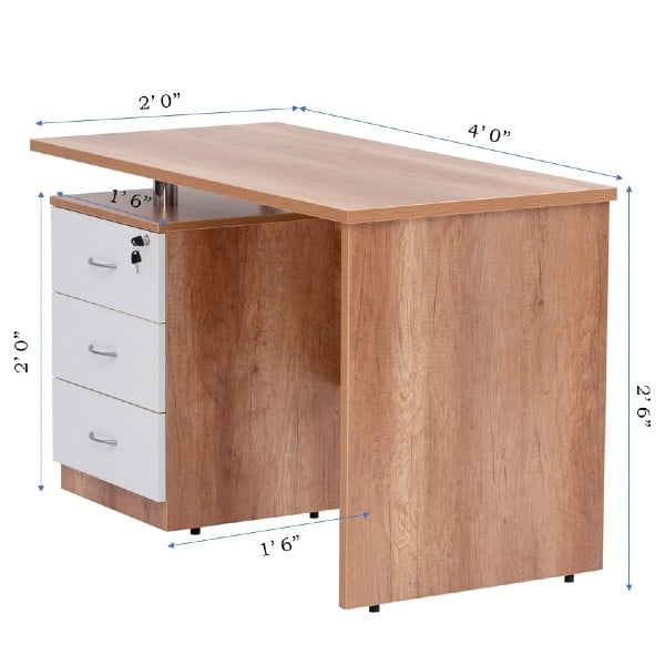 Office table for Staff 4 feet (L) X 2 feet (W) with 3 Drawer Pedestal