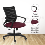 ELEMENT Mid Back Ergonomic Office Chair with Mesh Back & Fixed Arms - Maroon