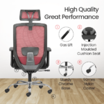 EURO High Back Ergonomic Office Chair With 1D Adjustable Arms – Maroon