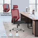 EURO High Back Ergonomic Office Chair With 1D Adjustable Arms – Maroon