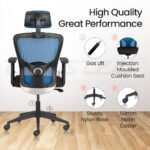 FLUID BASICS High Back Ergonomic Office Chair with Mesh Back & 1D Arms – Blue