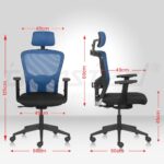 FLUID BASICS High Back Ergonomic Office Chair with Mesh Back & 1D Arms – Blue