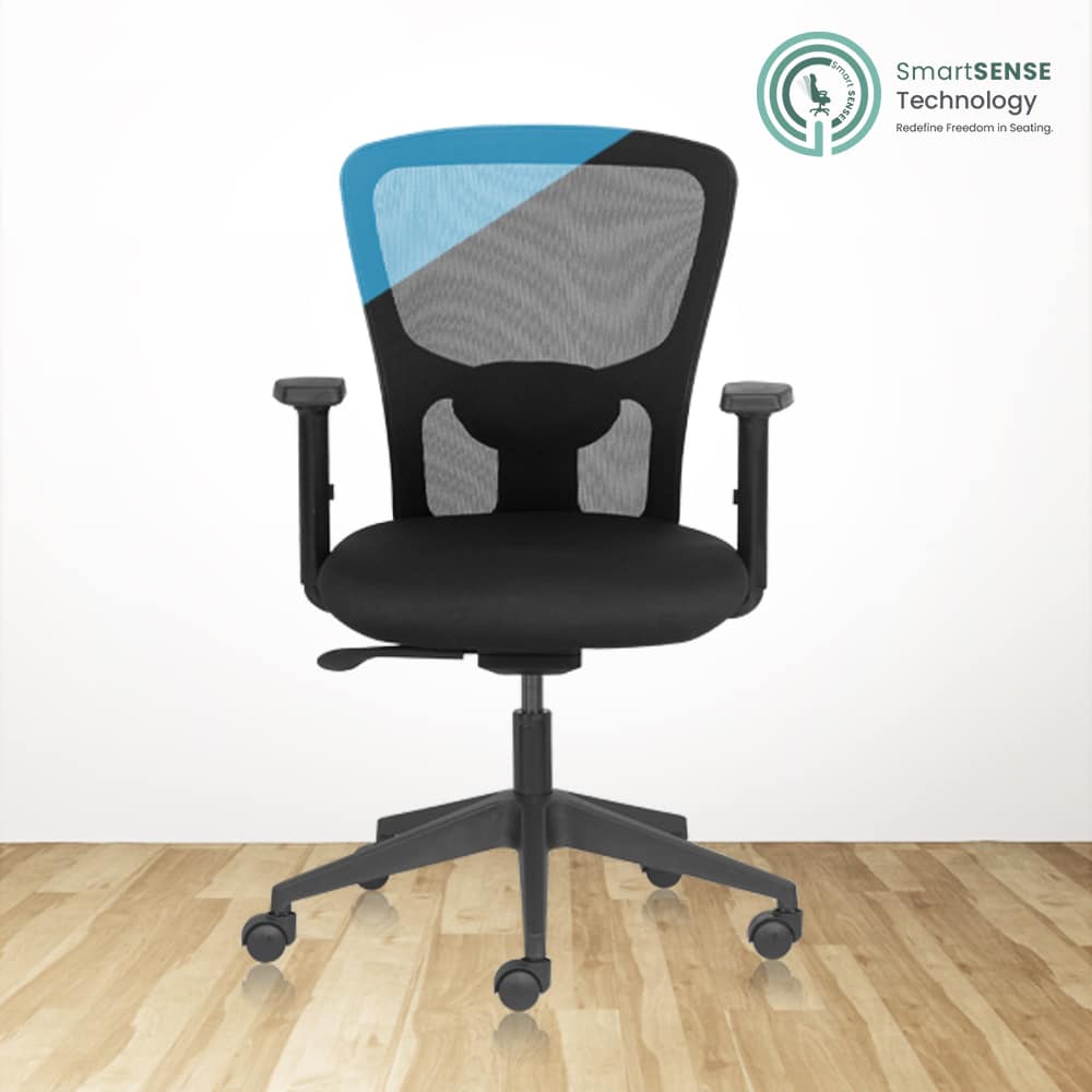 FLUID BASICS Mid Back Ergonomic Office Chair with Mesh Back & 1D Arms