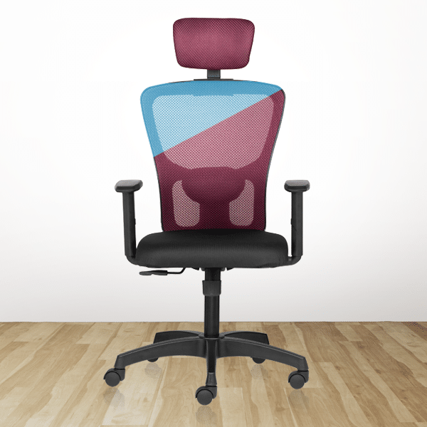 FLUID BASICS High Back Ergonomic Office Chair with Mesh Back & Adjustable Arms - Maroon