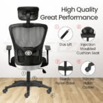 FLUID LITE High Back Ergonomic Office Chair with Mesh Back & Fixed Arms - Black