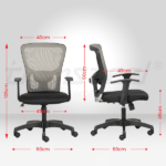 FLUID LITE Mid Back Ergonomic Office Chair with Mesh Back & Fixed Arms – Grey