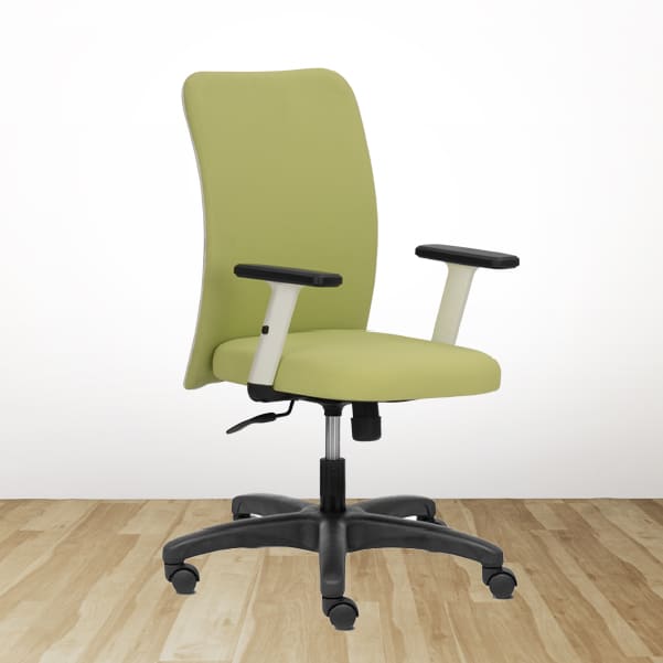 FOCUS Green Mid Back Ergonomic Office Chair With Adjustable Arm & Nylon Base