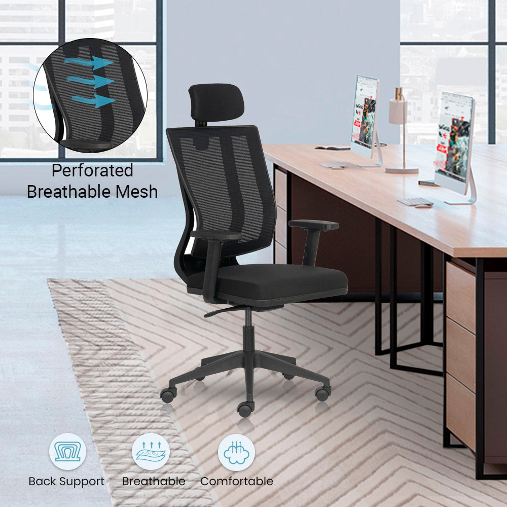 FREEDOM High Back Ergonomic Office Chair For Boss with Mesh Back & 1D Arms