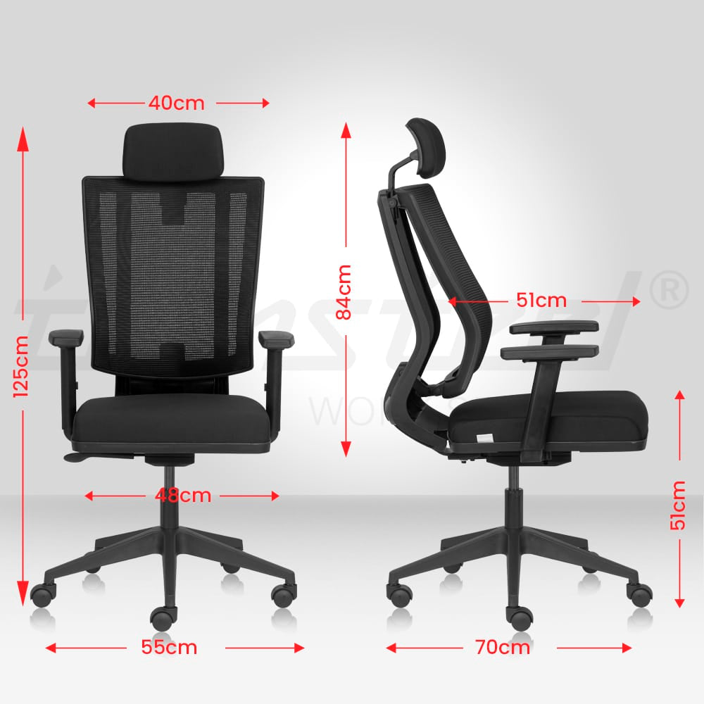 FREEDOM High Back Ergonomic Office Chair For Boss with Mesh Back & 1D Arms