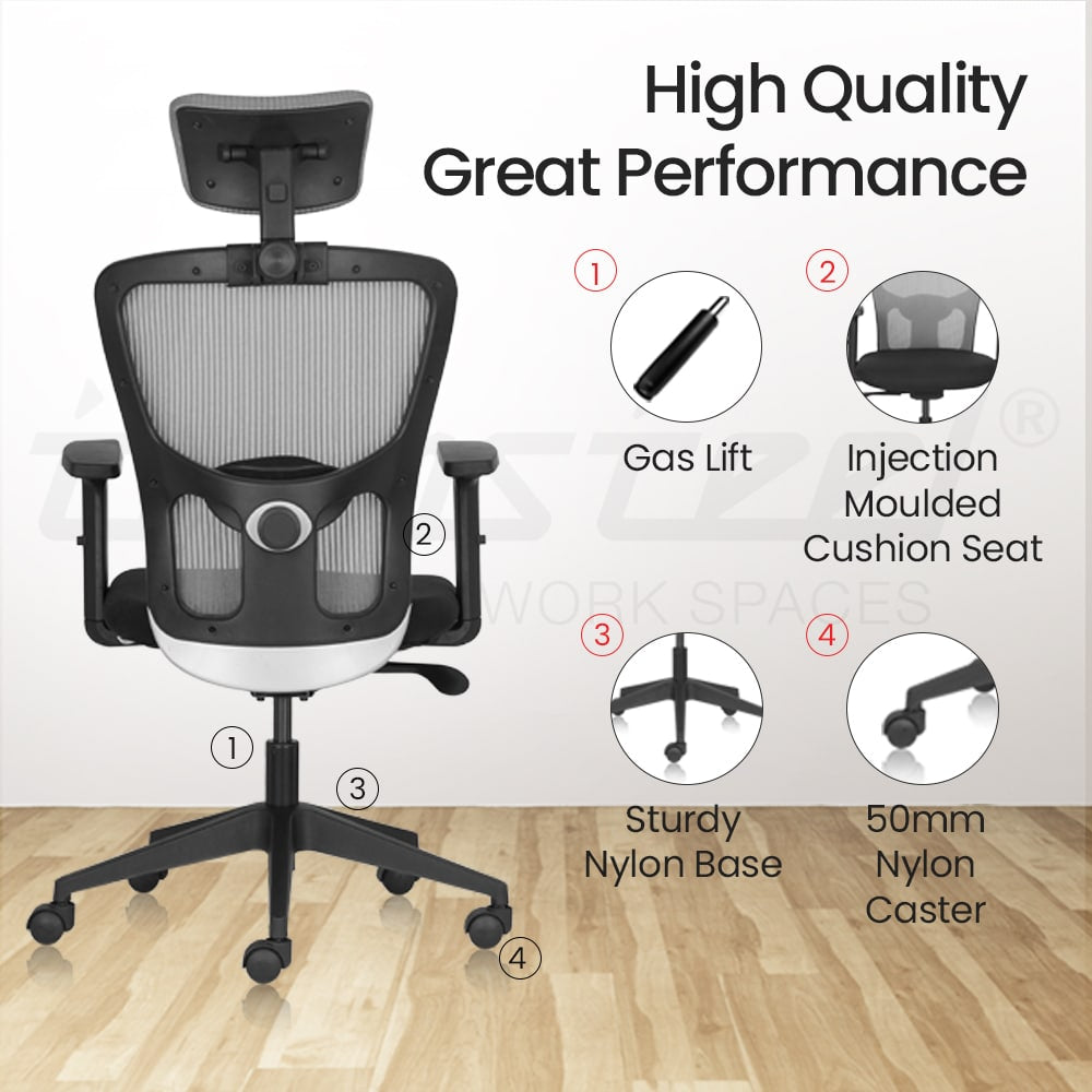 FLUID BASICS High Back Ergonomic Office Chair With Mesh Back