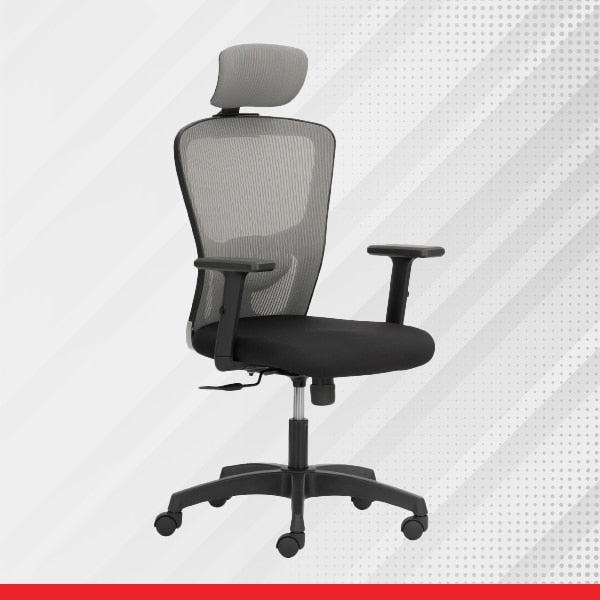 FLUID BASICS - Grey High Back Ergonomic Office Chair - Transteel