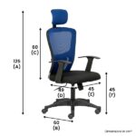 FLUID LITE – High Back Ergonomic Chair with Mesh Back & Fixed Arms – Blue