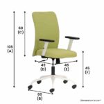 FOCUS Green Mid Back Chair With Adjustable Arm & White Base