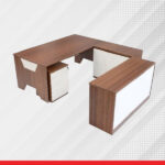 GLENDALE – Director, CEO, Executive Office Table-6F(L) X 3F(W) With 3 Drawer Pedestal, Side Unit & Back Unit-DB