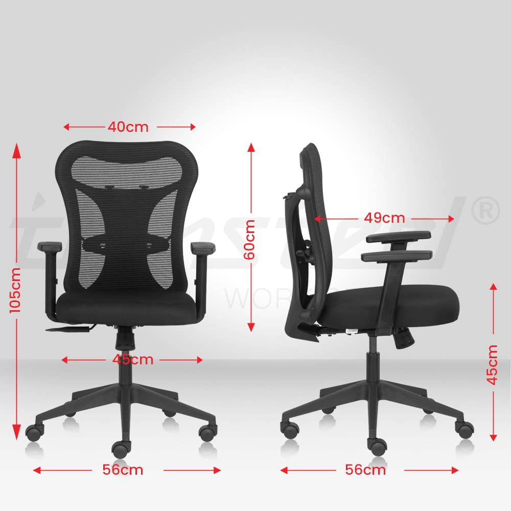 HELIX Mid Back Ergonomic Office Chair with Mesh Back, 1D Arms & Multi Lock Tilt