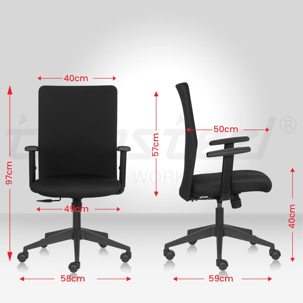 HELLO BASICS Mid Back Ergonomic Office Chair with Mesh Back & Arms – Black