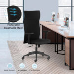 HELLO High Back Ergonomic Office Chairs with Mesh Back & 1D Arms – Black