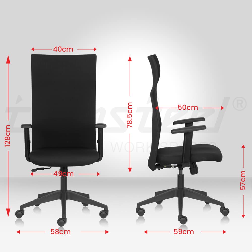 HELLO High Back Ergonomic Office Chairs with Mesh Back & 1D Arms – Black