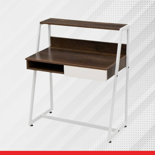 HOMEWORK Basics Study Desk With Drawer, Open Storage & Shelf-White