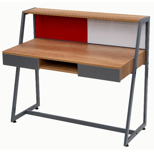 HomeWork Performance Study Table with Pinboard, Writing Board, Two Pencil Drawers, Open Shelf and Storage - Grey