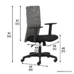 HELLO - Mid Back Mesh Ergonomic Chair with Adjustable Arms - Grey