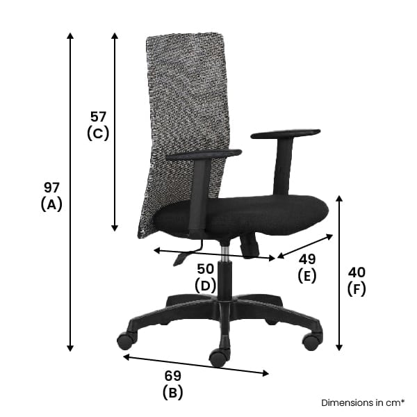 HELLO - Mid Back Mesh Ergonomic Chair with Adjustable Arms - Grey