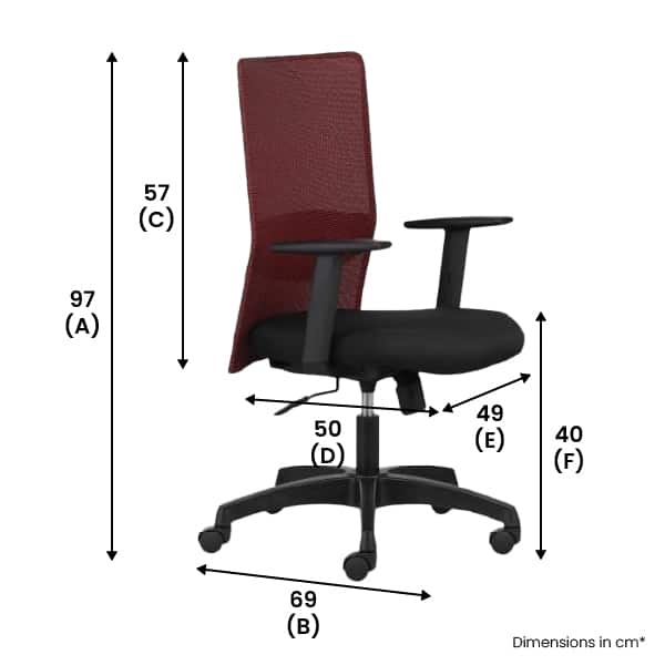 HELLO - Mid Back Mesh Ergonomic Chair with Adjustable Arms - Red